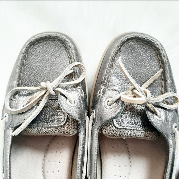 Sperry Top Sider Silver Boat Shoes - Picture 3 of 7